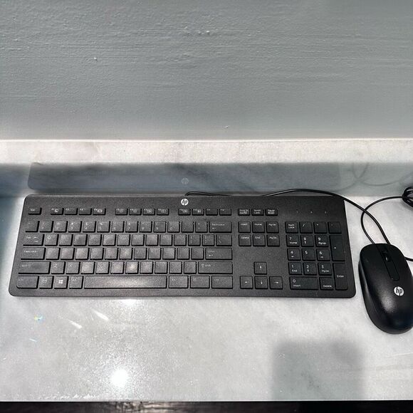HP USB Slim Style Enhanced Keyboard with Optical Wired Mouse Bundled Black - Picture 1 of 5